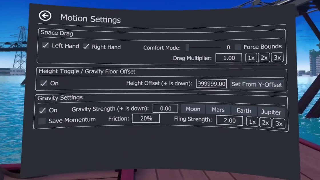 OVR-AS Motion Settings